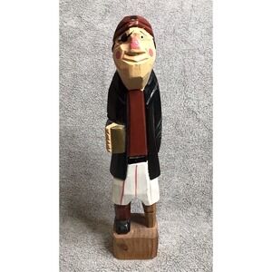 Vintage Wooden Carved Figure Peg Leg Pirate‎ Sailor Mariner Nautical Statue 12"
